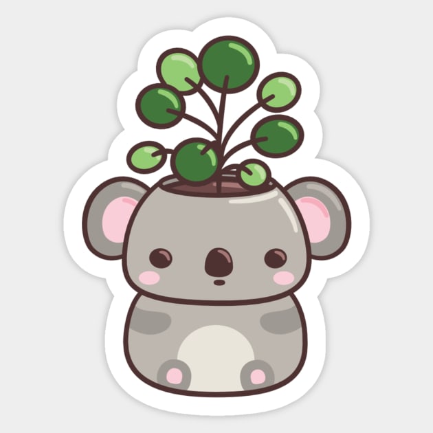 Koala Planter with Pancake Plant Sticker by mohu